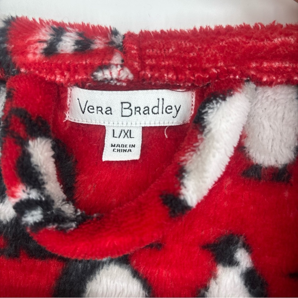 Vera Bradley Red and Black Fleece Hooded Robe - Picture 2 of 7